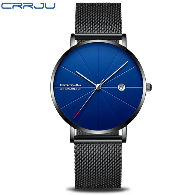 

CRRJU Top Luxury Brand Men's Quartz Watches Business Watch 2018 Men Watch Analog Sports Wristwatch Display Date Relogio Man