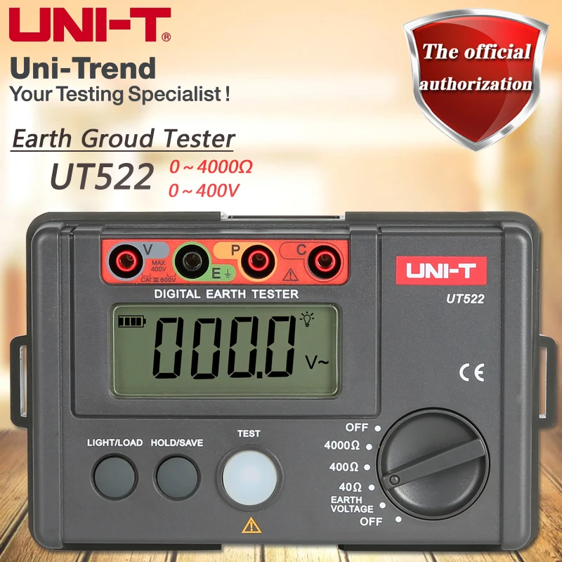ShiSyan Y-LKUN Resistance Tester UT522 Digital Earth Ground Meter 0-400V 0-4000 Ohm AC Insulation Resistance Tester with Data and Hold LCD Backlight Display 