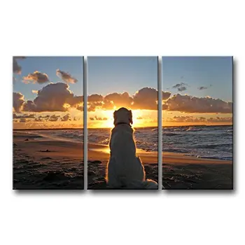 

3 Piece Wall Art Painting Dog Watch In Sunset Pictures Prints On Canvas Animal The Picture Decor Drop shipping