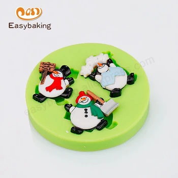 

New Arrival Happy Snowman Arts Crafts Cupcakes Silicone Mold Christmas Fondant Cake Decoration Tools Baking Kitchen Accessories