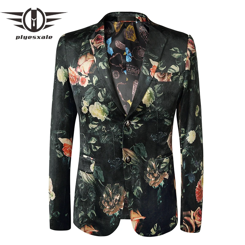 Plyesxale Flower Printed Blazer Men 2018 New Arrival Slim Fit Two ...