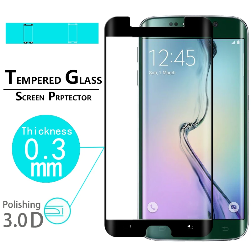 

Premium Full Cover 3D Curved Edge Glass film For Samsung S6 EDGE SM-G925F G9250 Screen protector film tempered glass film
