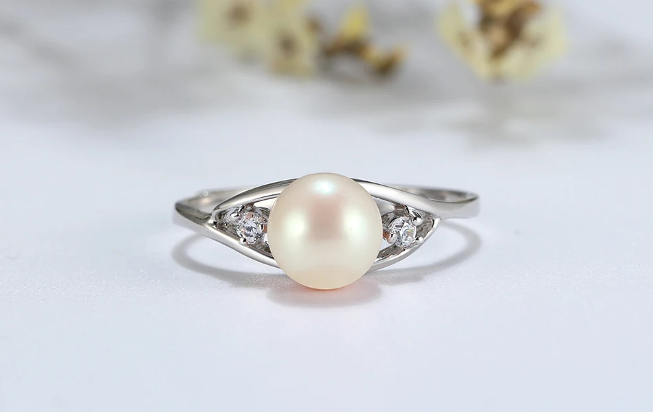 ORSA JEWELS кольцо твердое Серебряные кольца для Для женщин из натурального пресноводного жемчуга кольцо AAA CZ Регулируемый девушка Юбилей подарок SR76
