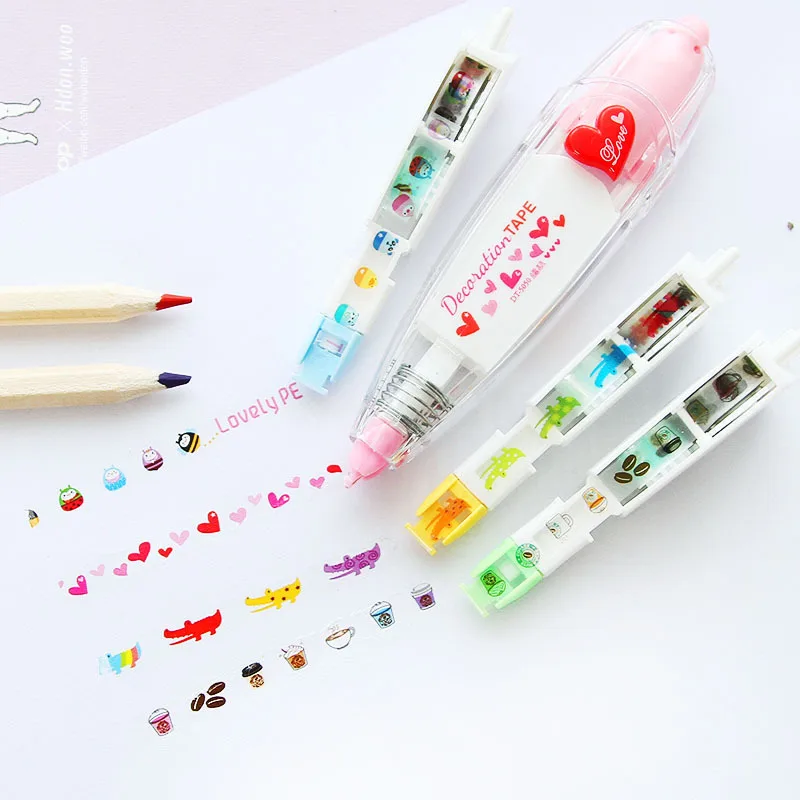 

AAGU 1PC Various Kawaii Press Type Cartoon Animail Decorative Correction Tape Sticker Scrapbooking Album Adhesive Tape