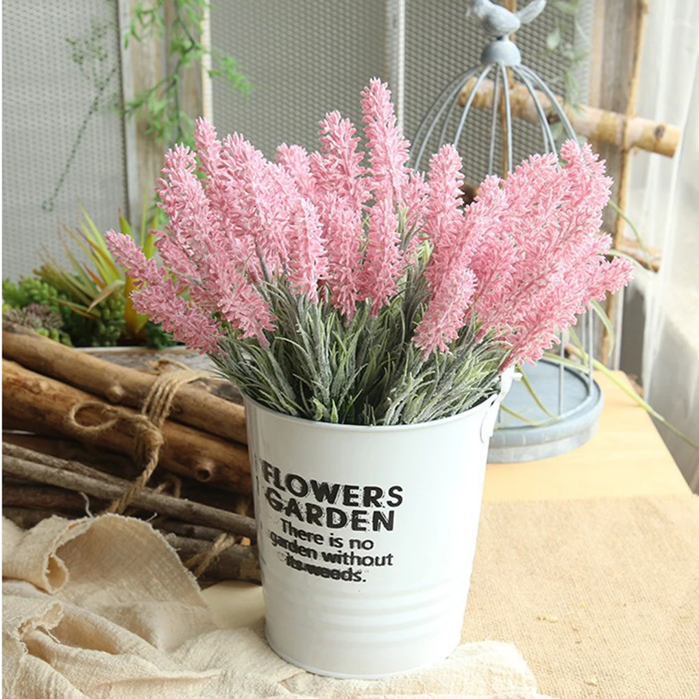 

7 Head Vivid Leaf Artificial Lavender Flower Simulation Bridal Bouquet Garden Home Romantic Fake Flower