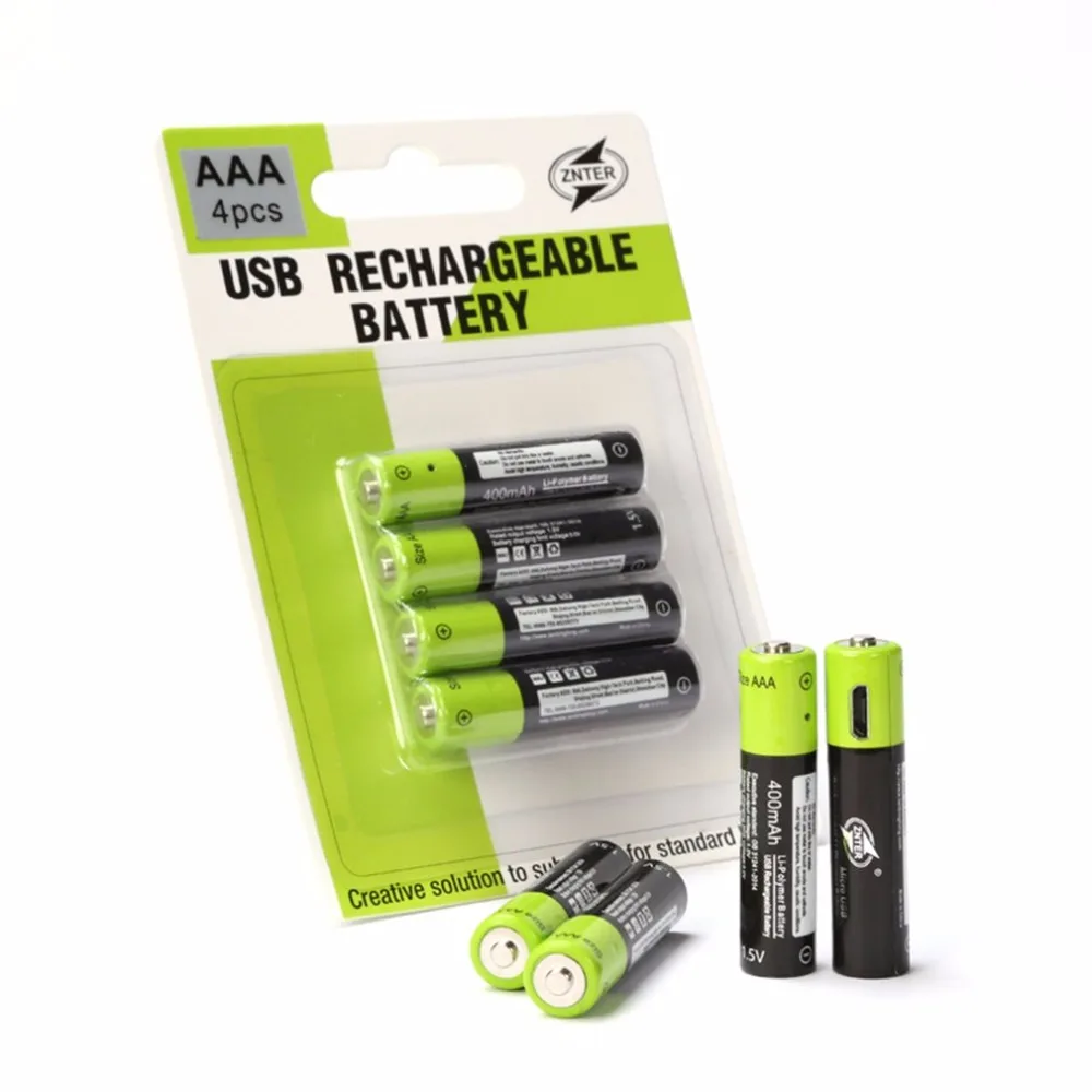 

ZNTER 4PCS 1.5V AAA Mirco USB Rechargeable Battery 400MAH AAA Battery For Toys RC controller batteries Lithium Polymer Battery