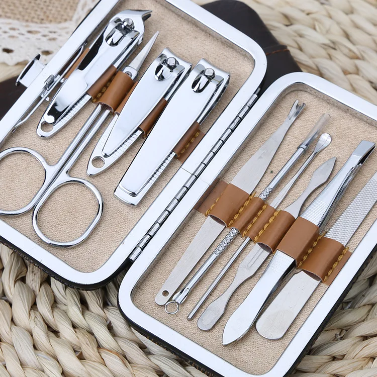 100sets 10 in 1 Stainless Steel Manicure Set Pu Box High Quality