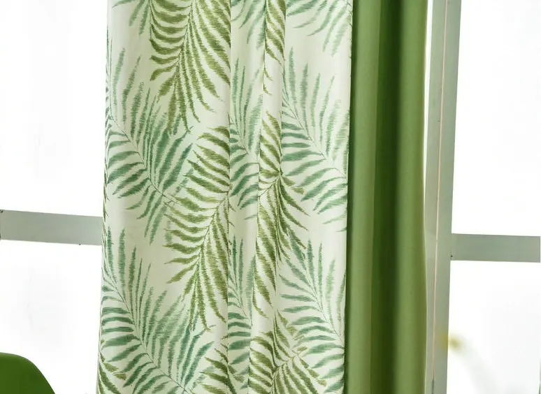 Современный стиль, маленькая занавеска с цветочным принтом для кухни, затемненная зеленая занавеска, s оконная драпировка/панели/обработка, домашний декор, Цветочный - Цвет: Green leaves curtain