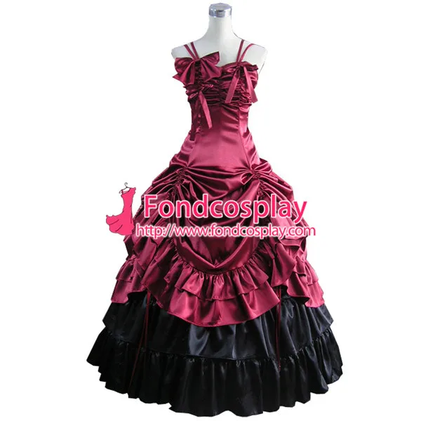 

Gothic Lolita Punk Medieval Gown Red and Black Ball Long Dress Evening Dress Tailor-made[CK1445]