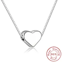 Минималистский Аутентичные 925 пробы серебро крошечный чокер с сердечками Цепочки и ожерелья для Для женщин Изысканные Короткие цепи Neckless девочек Collane SN013