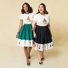 Женская юбка с высокой талией, Рождественская, размера плюс, цветочный принт, узор в горошек, женские юбки, Скейтер, 50 s, 60 s, Свинг, винтажные юбки, Прямая поставка