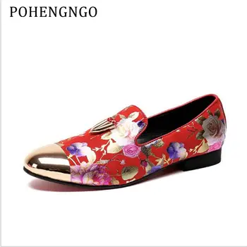 

Luxury men shoes Red printing men's casual shoes Handmade The groom comfortable breathable spring fashion tassel men loafers