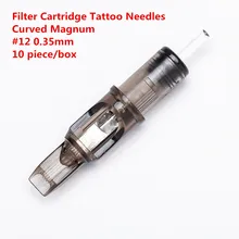 Картридж с фильтром, иглы для татуировки, Изогнутые Magnum#12, 0,35 мм,#10, 0,30 мм, системные иглы для картриджа, машинная ручка, 10 шт./лот