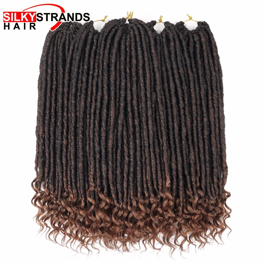 Мягкие Faux locs Curly синтетические косички для наращивания волос наращивание крючком волосы Омбре косы богиня Прическа 18 дюймов шелковистые пряди