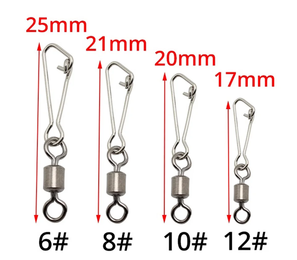 50 шт./лот рыболовный Соединитель с застежкой "булавка" подшипник Rolling поворотный с крючками защелки рыболовный крючок Разъем из нержавеющей стали снасть для приманки на рыболовецкий крючок