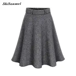 Плюс Размеры M-6xl Женская плиссированная юбка 2018 Новая мода зима-осень Стиль дамы миди элегантное платье для девочек короткие юбки Feminina