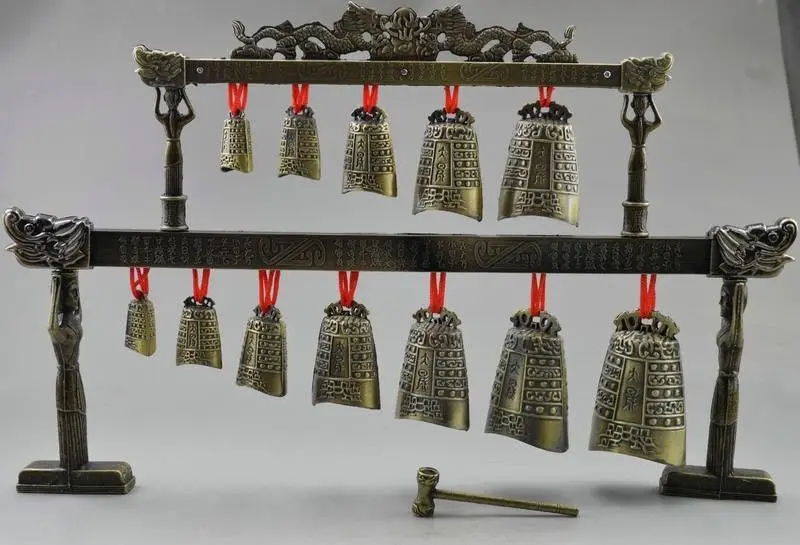 Collectibles Decorated Old Copper Dragon Belle Bell Zeng-Hou-yi Chime Instrument