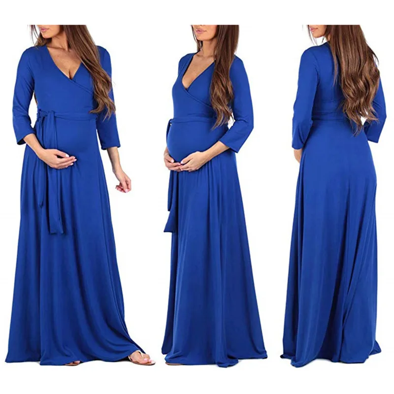 Floral Maxi Maternity Gown For Photo Shoots Long Maternity Photography Props Pregnancy Dress Clothes For Pregnant Women Dresses (5)