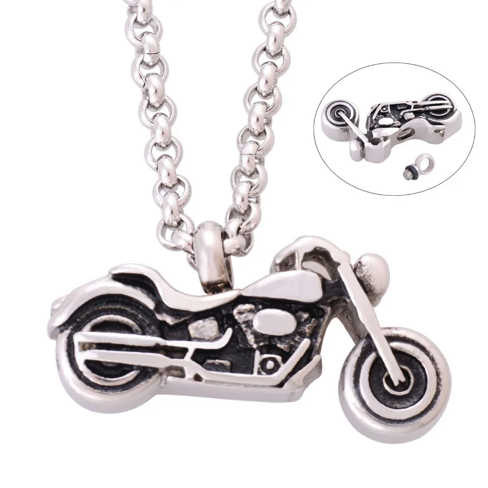 Motorcycle Memory Jewelry Mens Stainless Steel Punk Pendant Necklace