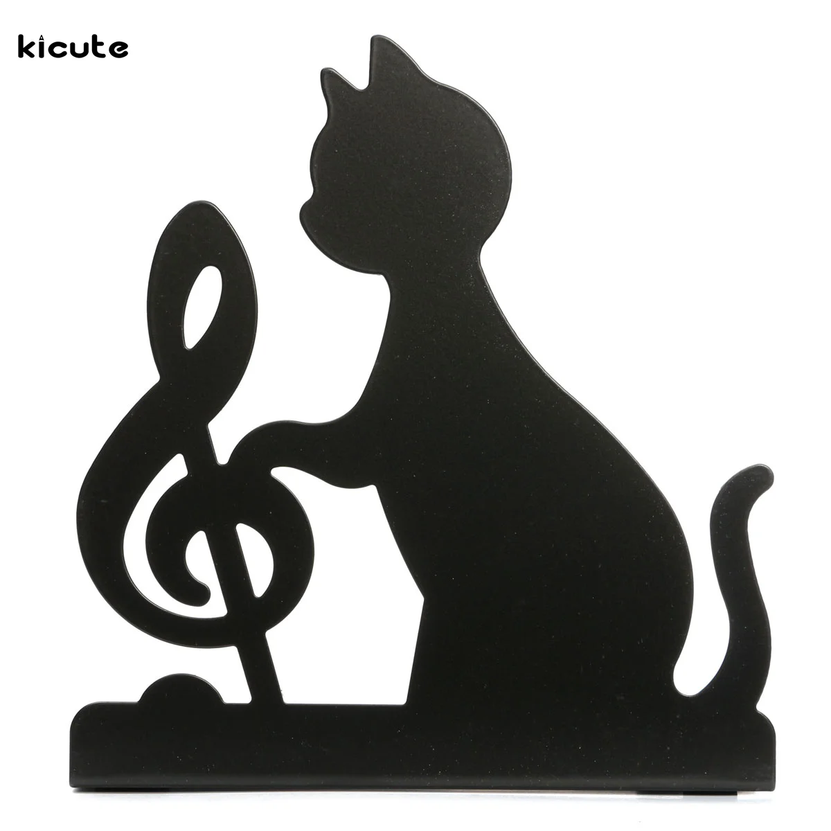

1PCS High Quality Portable Music Themed Black Cat Playing Violin Two Loaded Metal Book Bookend Holder Office School Supply