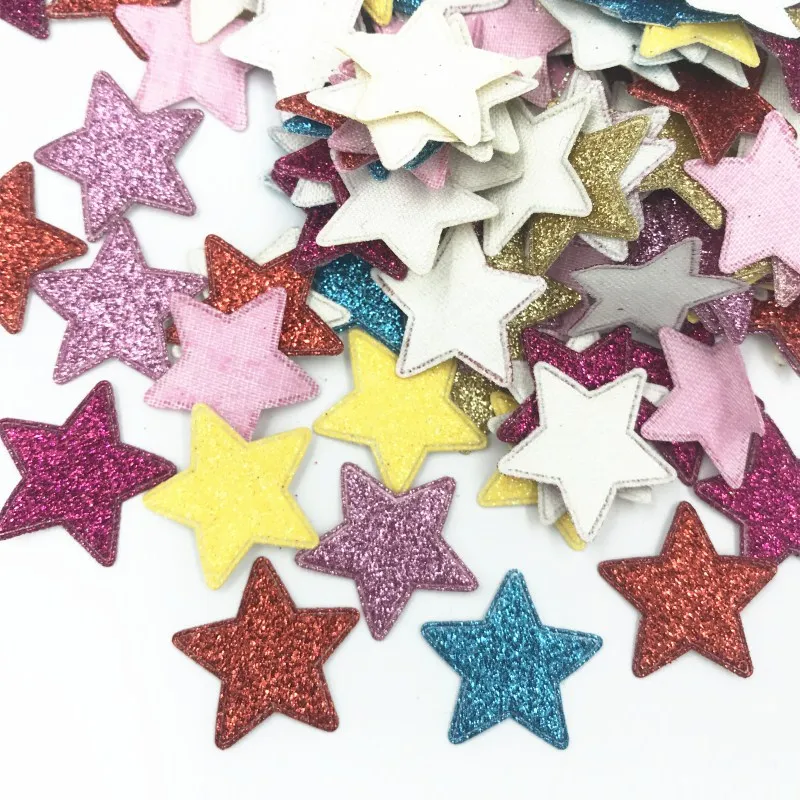 DIY 200 шт Смешанные блестки звезды с блестками фетровые аппликации Скрапбукинг ремесла 25 мм