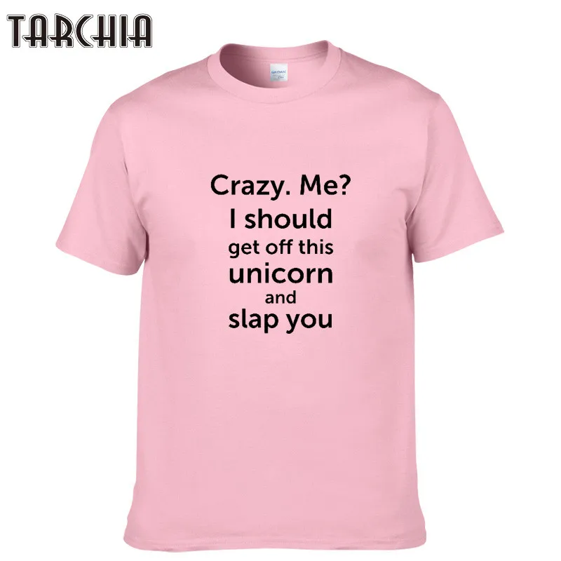 Футболка TARCHIA Мужская брендовая Мода 2018 футболка с принтом CRAZY ME повседневные