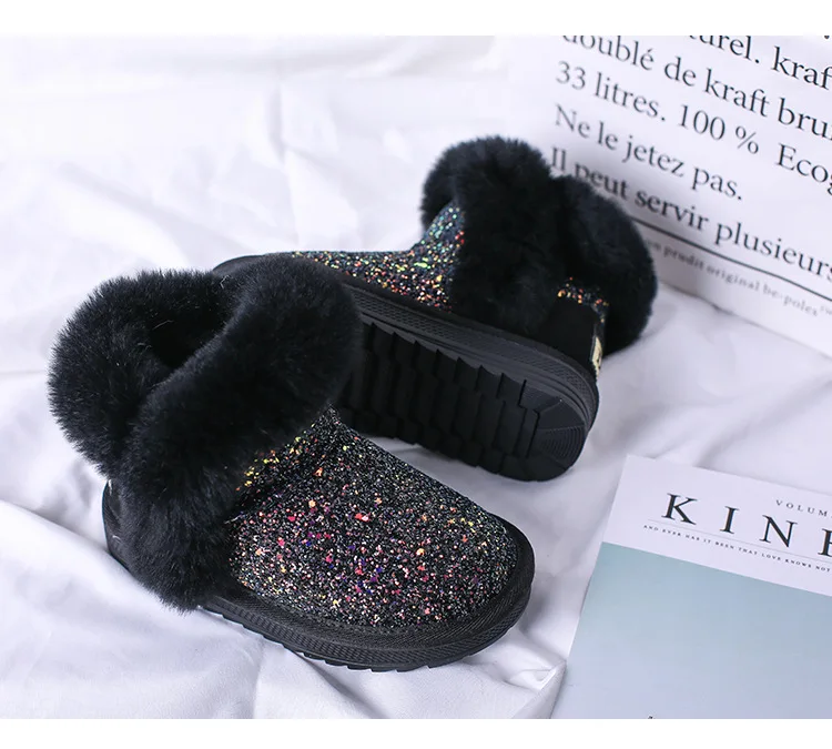 Fashion colorful bling girls winter boots snow boot for girls winter shoes dress shoes with fur kids toddler girls shoe EU 21-37