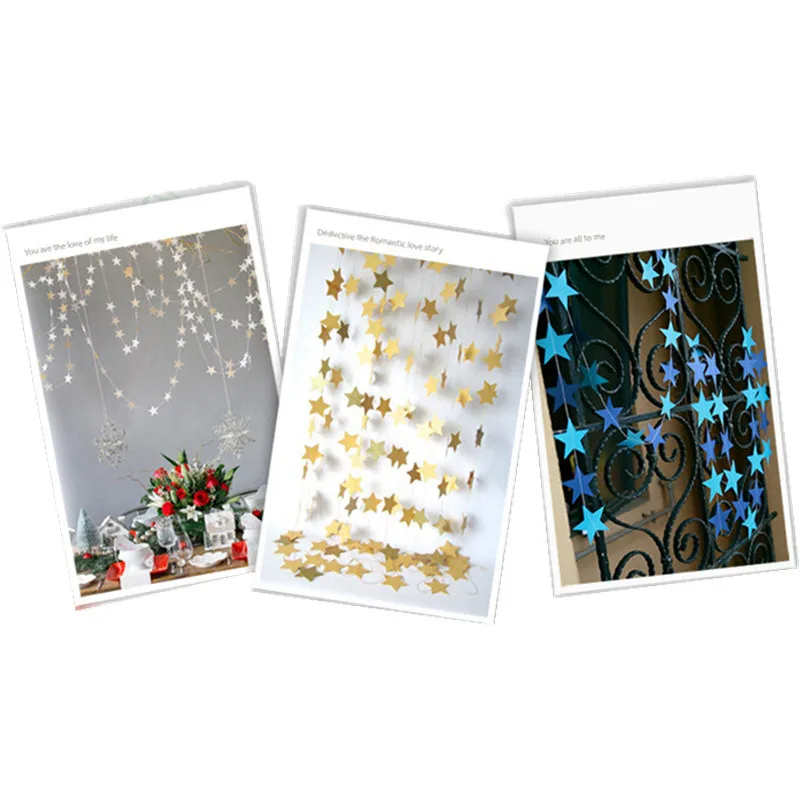 

400cm Colorful Bunting Star Garlands Birthday Wedding Party Room Ceiling Christmas Tree Decorative Streamers