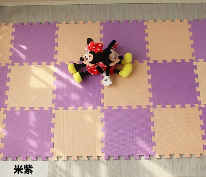 Детский коврик-головоломка из пенополистирола EVA/18 или 24/Лот, блокирующая плитка для упражнений, напольный коврик для детей - Цвет: Beige and Puple