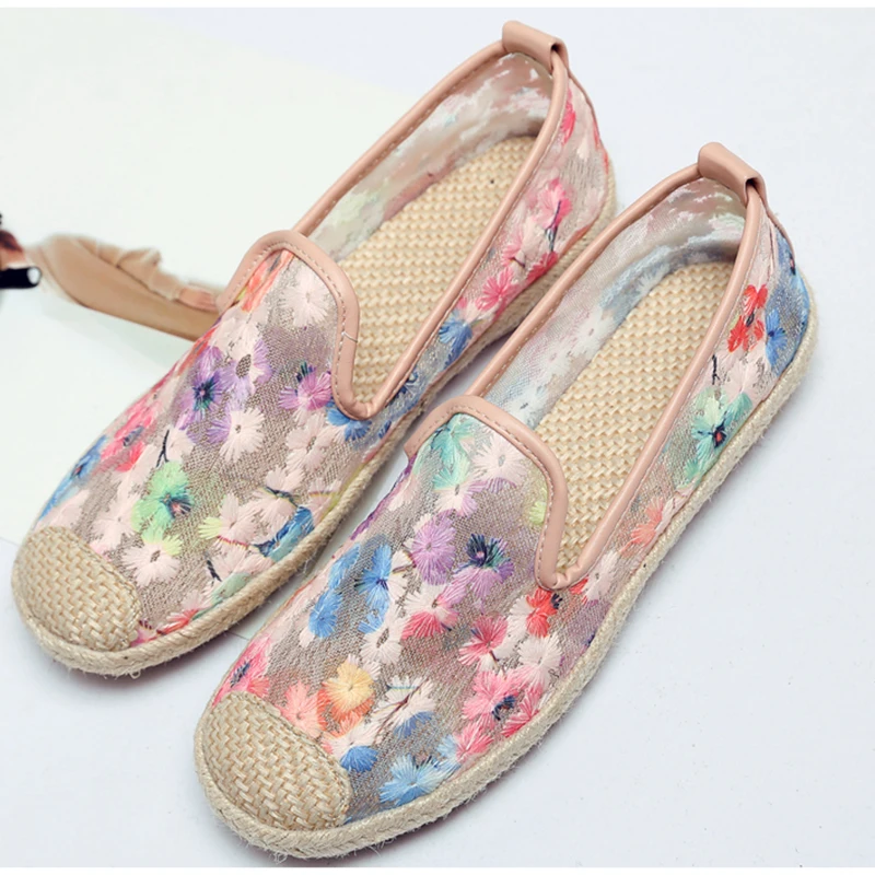 ENMAYLA/женские сетчатые туфли на плоской подошве женские слипоны с круглым носком и цветочным принтом женские повседневные удобные водонепроницаемые Мокасины размер 40