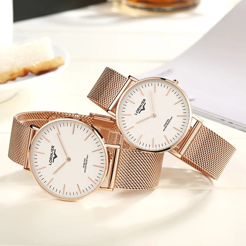 Couples Watch minimalist quartz watches Rose gold Color Lorinser Top Brand Full stainless steel Wrist Watches For Men And Women Couples Watch minimalist quartz watches Rose gold Color Lorinser Top Brand Full stainless steel Wrist Watches For Men And Women