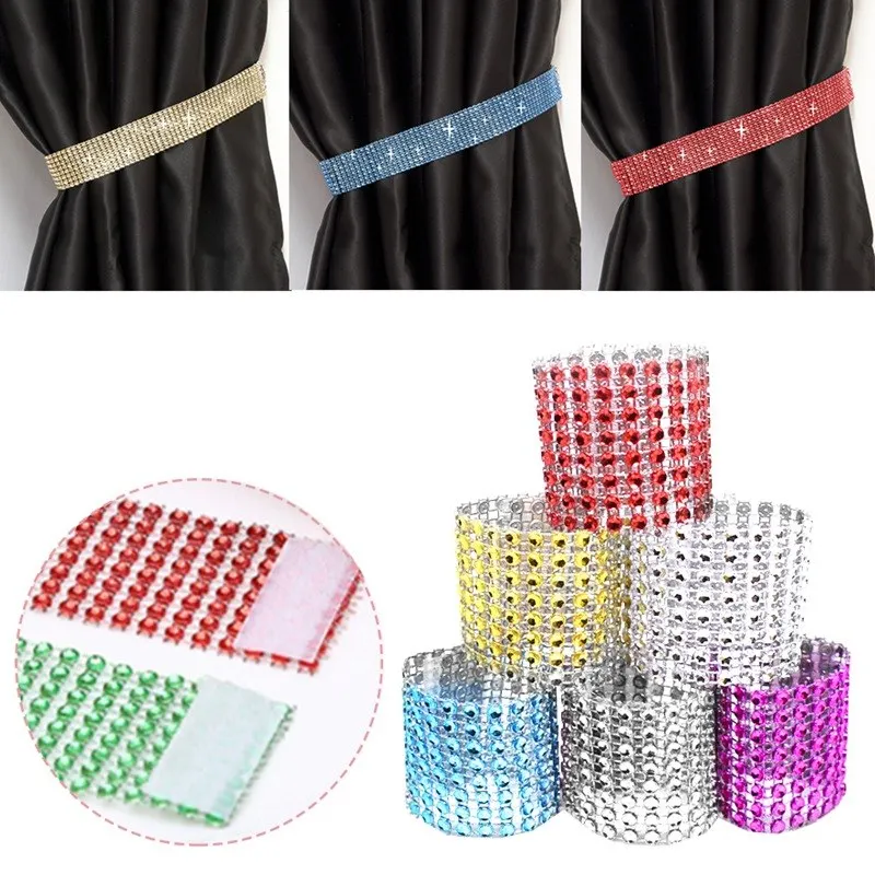 

1 PC Colorful Window Diamante Crystal Tie Backs Diamond Napkin Rings For Wedding Napkin Curtains Decor