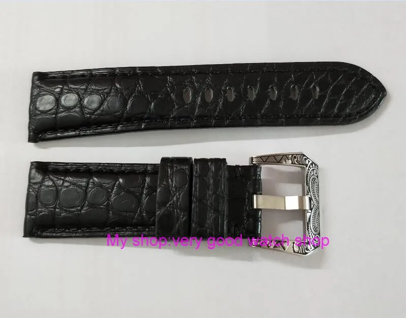 crocodilo preta de couro Genuíno assista buckle 44A