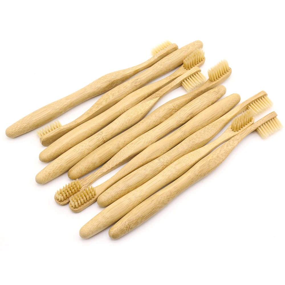 DR.PERFECT 50 PCS/lot Beige Pillar Bamboo Toothbrush Wholesale