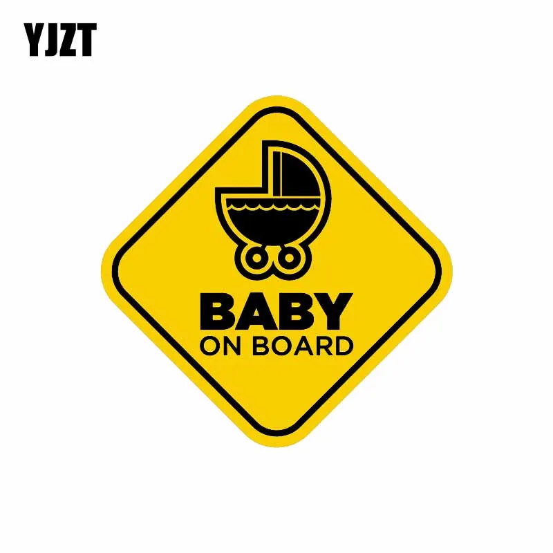 

YJZT 14CM*14CM Baby Car BABY ON BOARD Warning Mark The Tail Of The Car Reflective Car Sticker C1- 7347