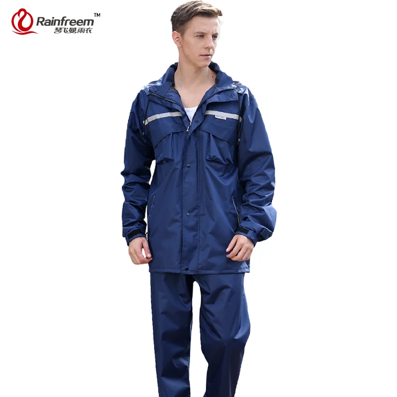 

Rainfreem Impermeable Raincoat Women/Men Hood Rain Poncho Waterproof Rain Jacket Pants Suit Rainwear Men Motorcycle Rain Gear