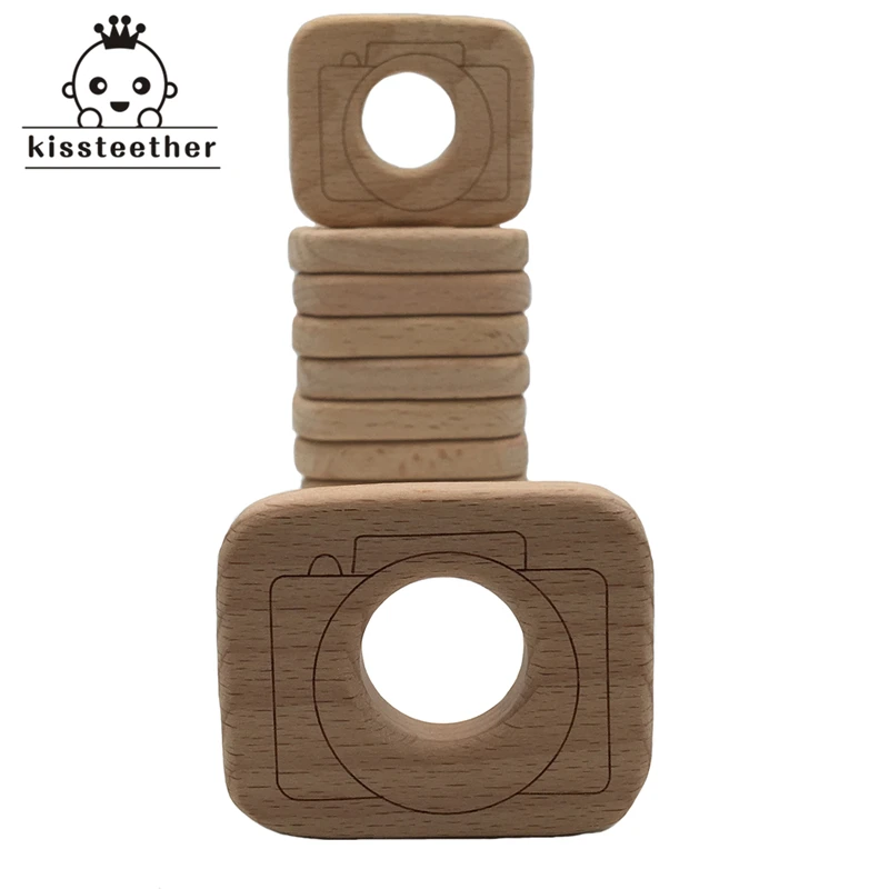 Baby Teether Camera Pendant DIY Jewelry Pendants Necklace Bracelets Accessories BPA Free Pacifier Wooden | Мать и ребенок