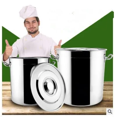 

High Quality Stainless Steel Pots 30cm~60cm 2.5mm Thickness Soup Bucket Large Capacity Hotel Kitchenware