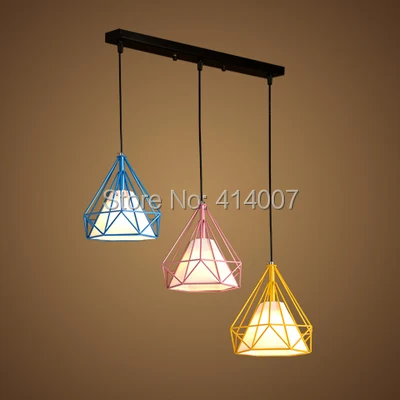 

pendant light LED lights colorful lampshade three modular diamond pendant light 25x25x70cm