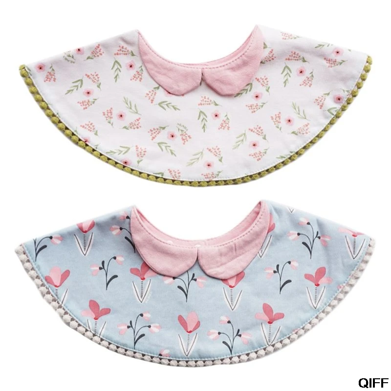 

Dropshipping Round 360 Degree Rotating Flower Bib Children Cotton Saliva Towel Baby Bibs Fake Collar Kids Products