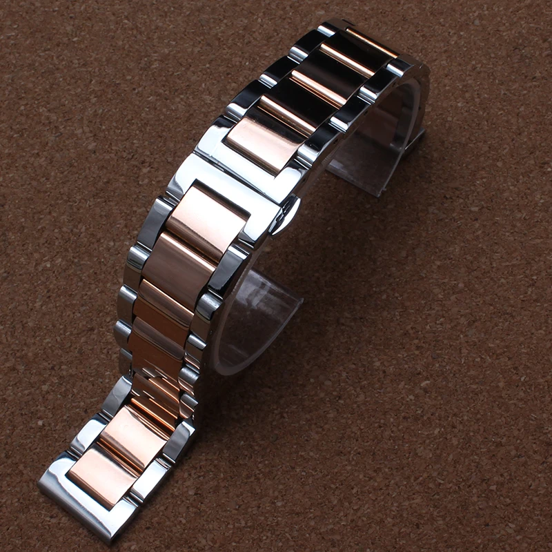 Высокое качество браслет ремешок для часов Ремни 18 мм 20 мм 22 мм 24 мм черный полированный нержавеющая сталь Твердые звенья аксессуары для умных часов