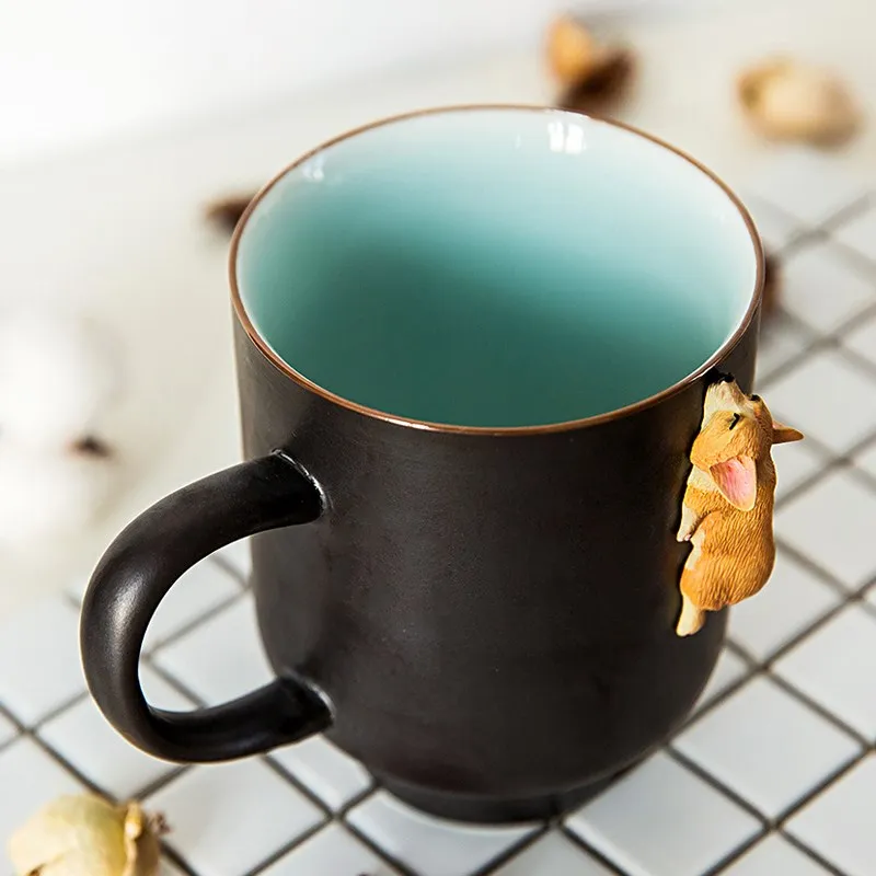 Tanie Kreatywna kreskówka 3D Corgi buldog francuski kubki ceramiczne śliczne o dużej pojemności pies kubki uczeń kubek dla pary na prezent dla przyjaciela puchar