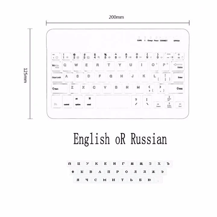 Ultra Slim Russian Spanish Language Wireless Bluetooth Keyboard for Android iOS Windows For iPad 2 3 4 Air Air 2 Tablets (1)