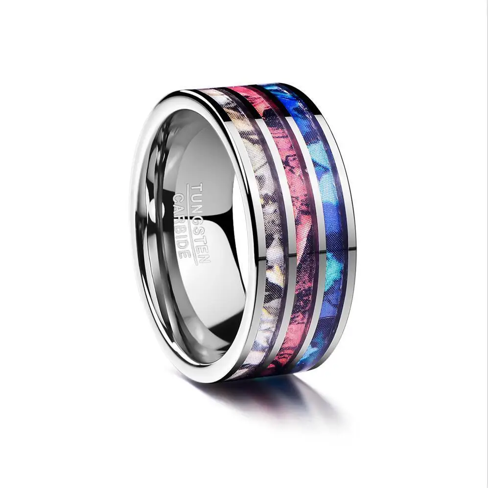 New Fashion Daily Wear Rings 10MM Polished Colorful Tungsten Carbide