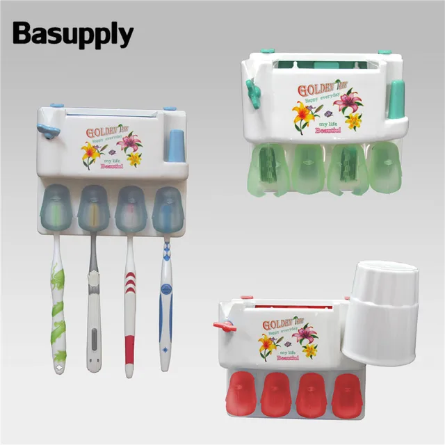 Basupply 1Pc 2018 Good Toothpaste Dispenser Plastic Suction 4 Toothbrush Holder Wall Mount Stand Rack Home Bathroom Accessories Basupply 1Pc 2018 Good Toothpaste Dispenser Plastic Suction 4 Toothbrush Holder Wall Mount Stand Rack Home Bathroom Accessories