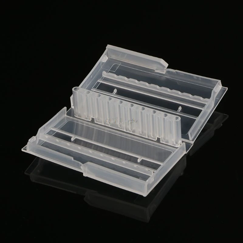10 отверстий ногтей бурильные долото случае пластик пустой коробка для хранения фрезерные держатель режущих инструментов