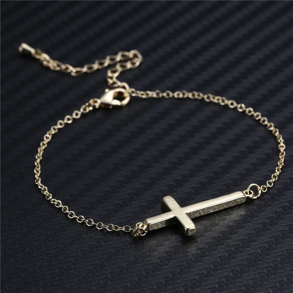 Silver Gold Color Copper Cross Bracelets For Women Fashion Christian