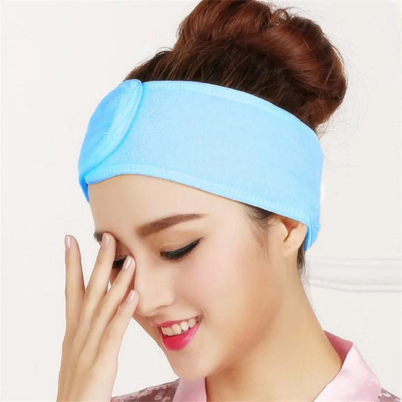 

1PC Adjustable Hair Wrap Head Band For Women Simple Candy Color Beauty Makeup Toweling Soft Salon SPA Facial Headband H108