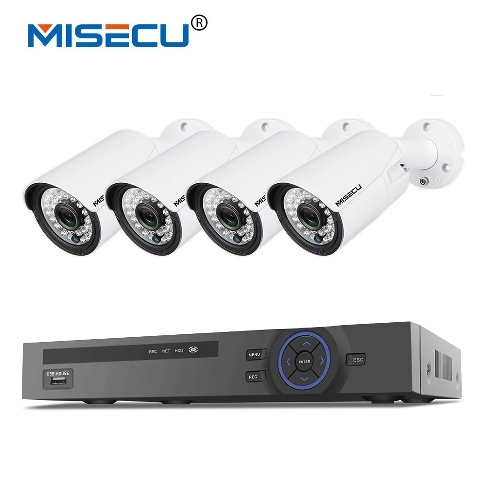 

MISECU 4CH POE NVR 1.0mp 15V PoE IP Camera 720P P2P HDMI 1080P Cloud CCTV Metal Camera System Surveillance IR PC&Phone view