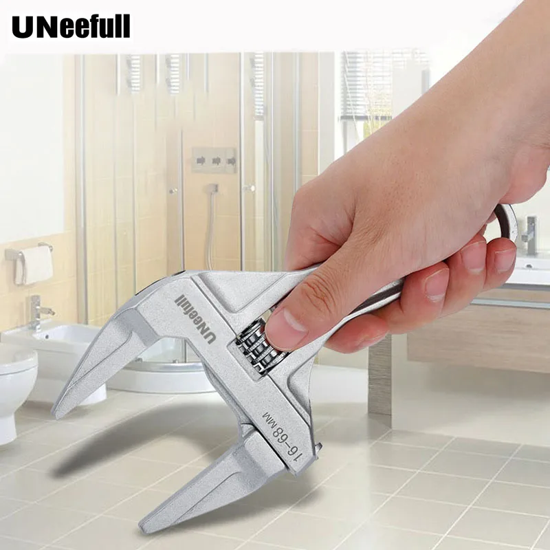 

UNeefull Opening Adjustable Wrench,16-68mm Bathroom Wrench, Water pipe wrench Alloy short shank large opening adjustable wrench
